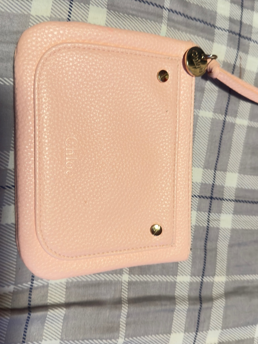 Chloé Pink Leather Wristlet Wallet with Gold Hardware
